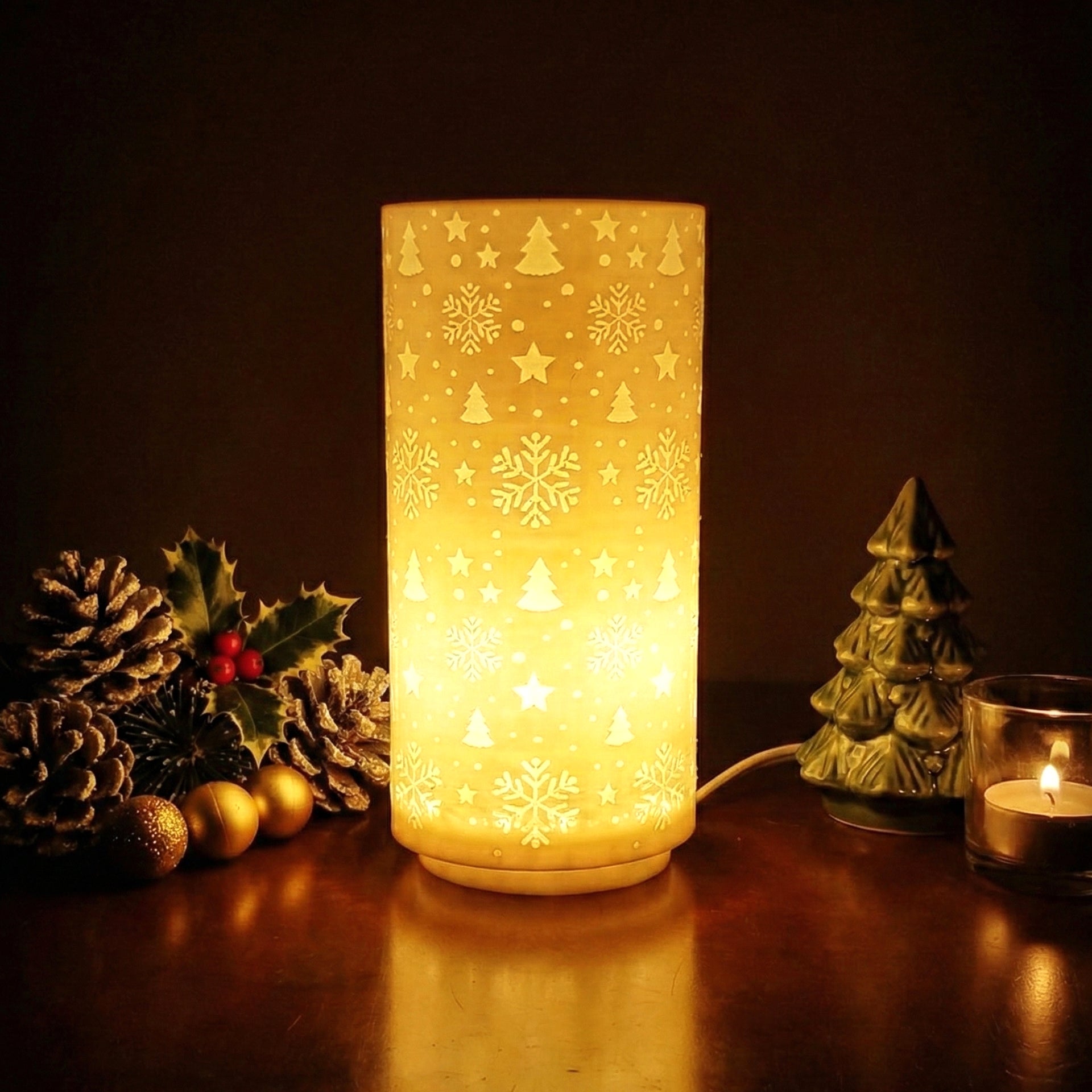 Lampara cilindrica navideña